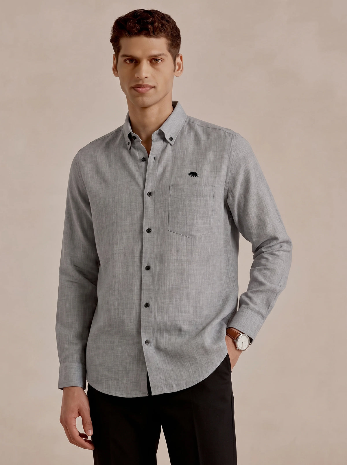 Everyday Wear Soft Pure Linen Charcoal Grey Shirt