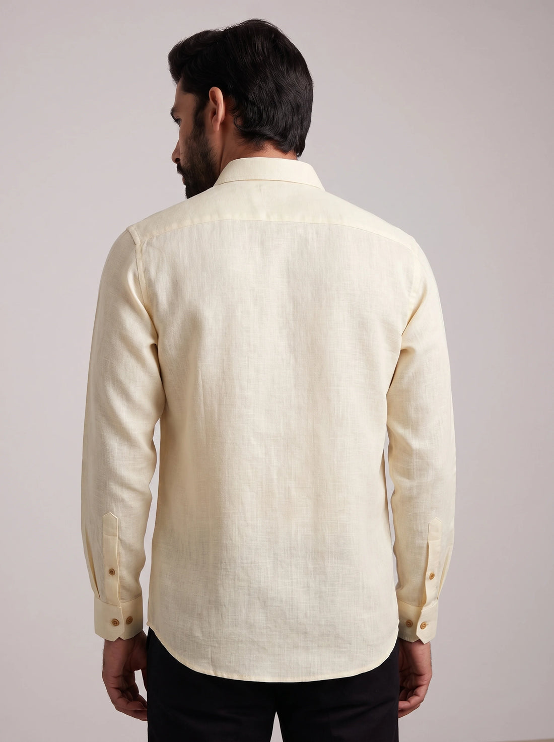 Full Sleeve Pure Linen Shirt – Light Yellow Everyday Essential