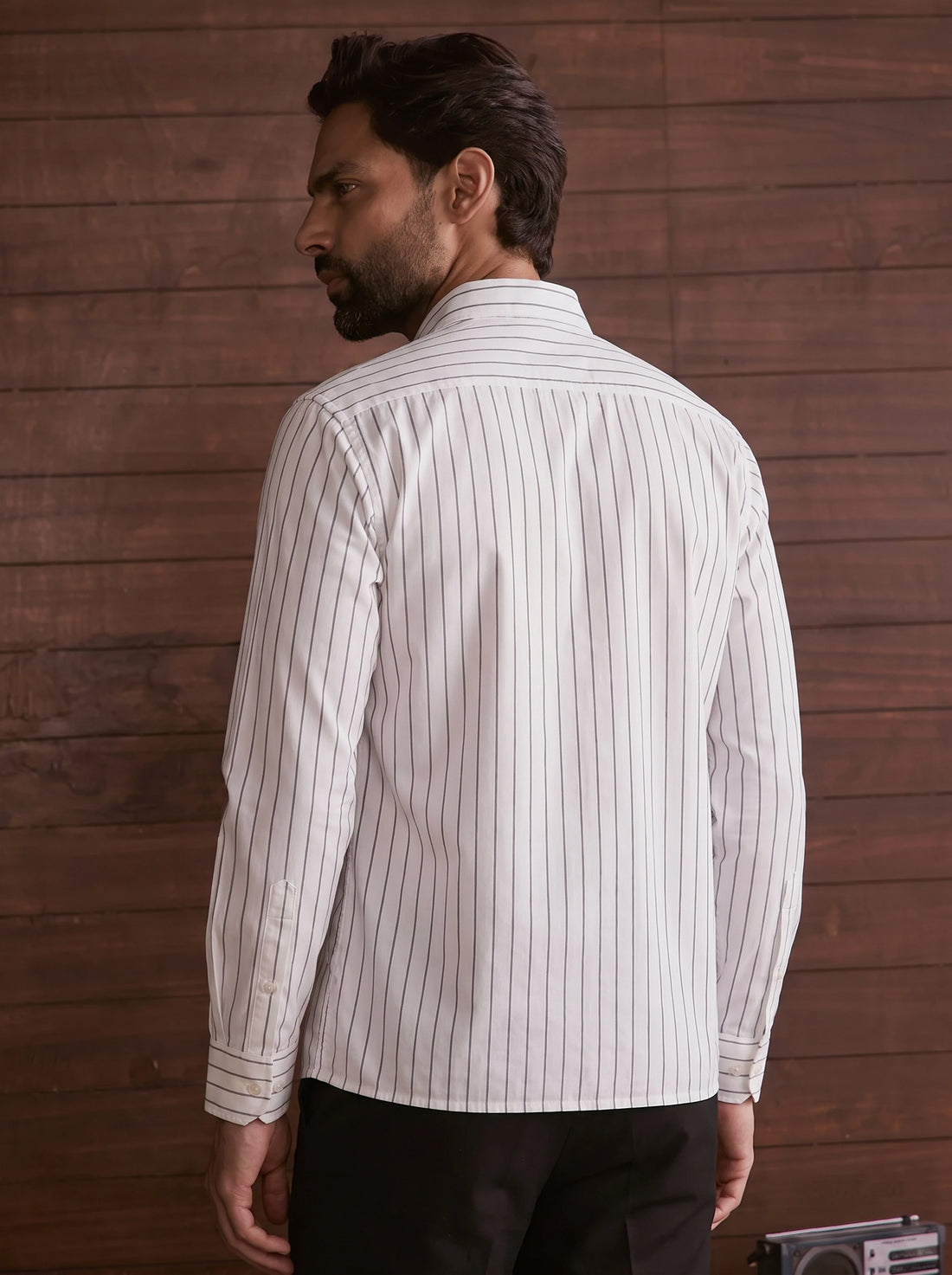 White Striped Premium Hemp Button Down Shirt for Men – Long Sleeve Casual Wear
