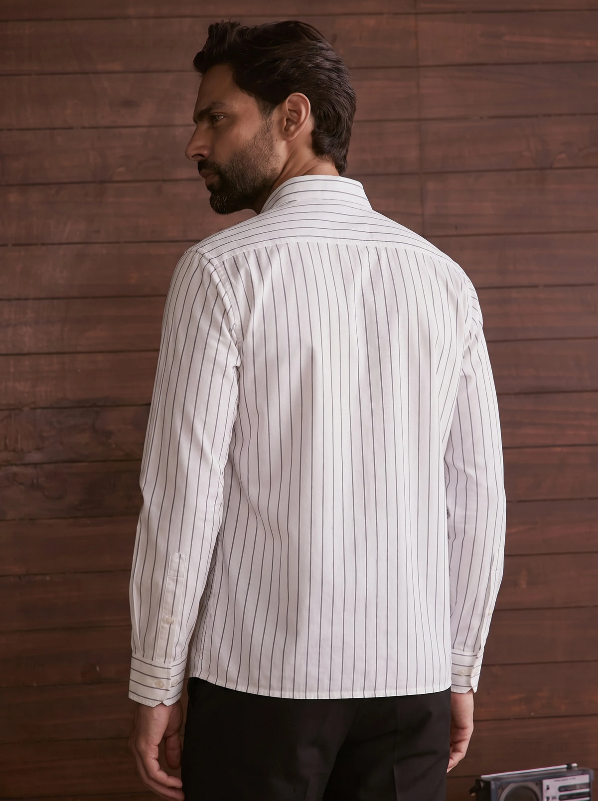 White Striped Premium Hemp Button Down Shirt for Men – Long Sleeve Casual Wear